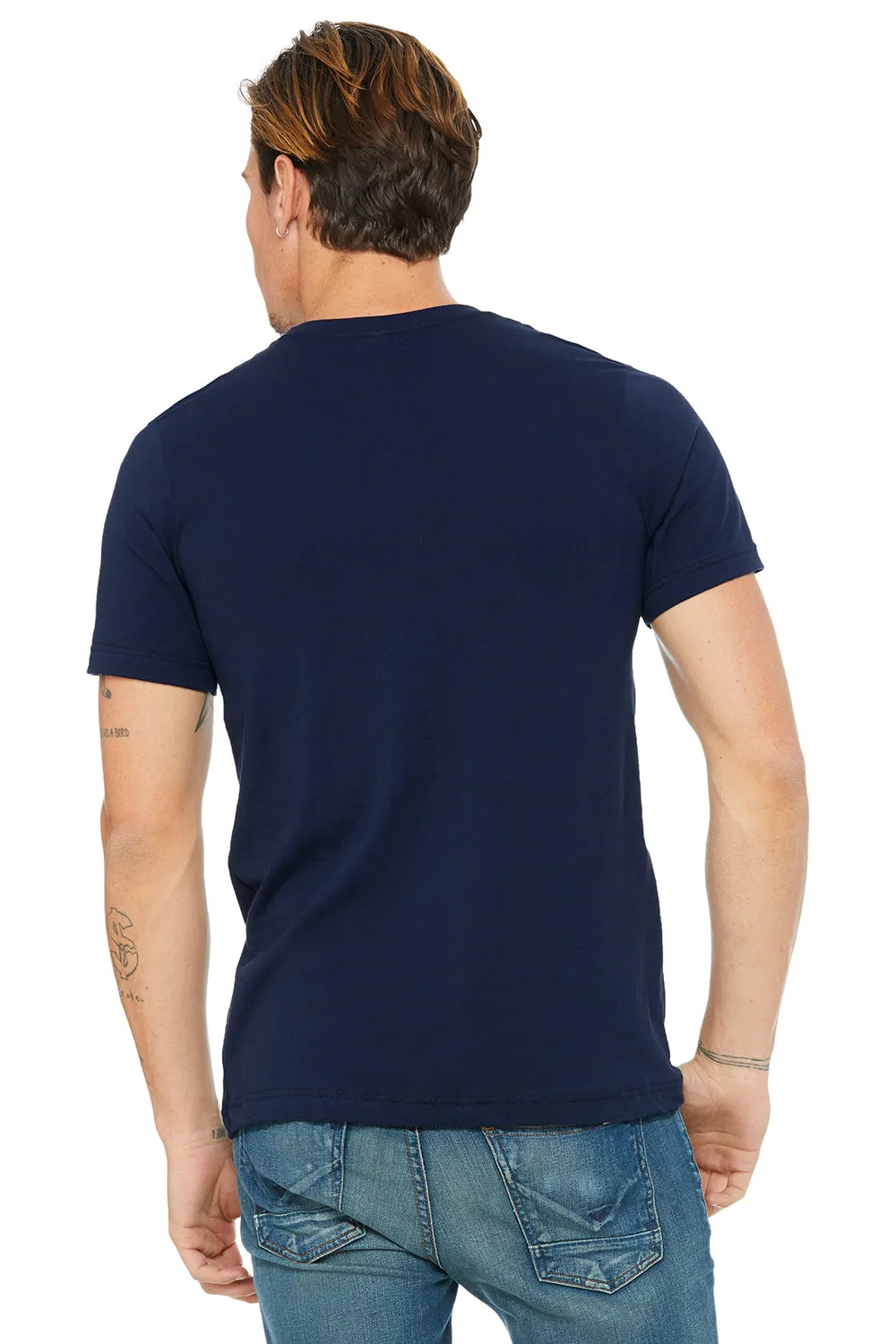 Bella   Canvas Mens Jersey Short Sleeve Crewneck T-Shirt w/ Pocket - Navy Blue