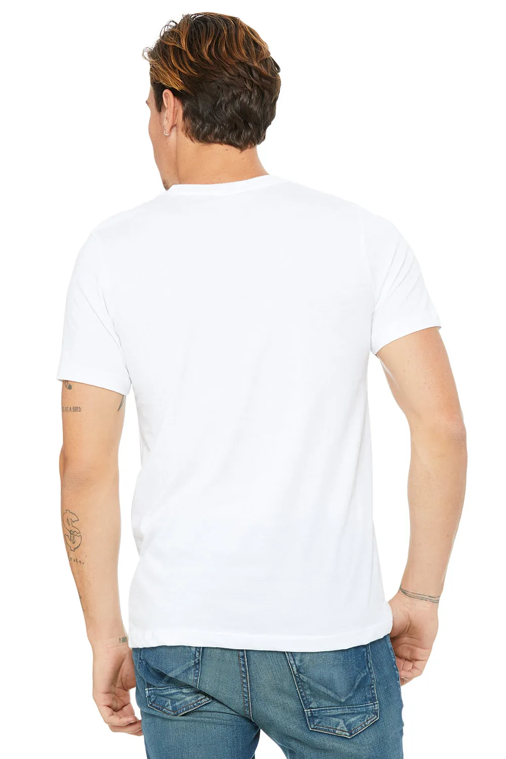 Bella   Canvas Mens Jersey Short Sleeve Crewneck T-Shirt w/ Pocket - White