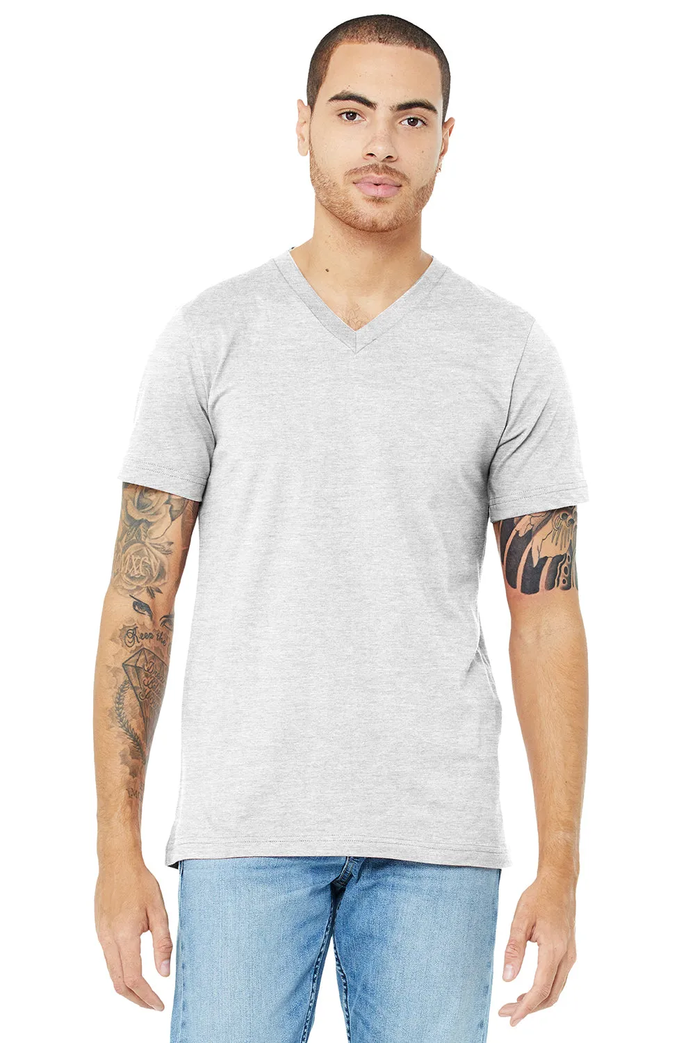 Bella   Canvas Mens Jersey Short Sleeve V-Neck T-Shirt - Ash Grey