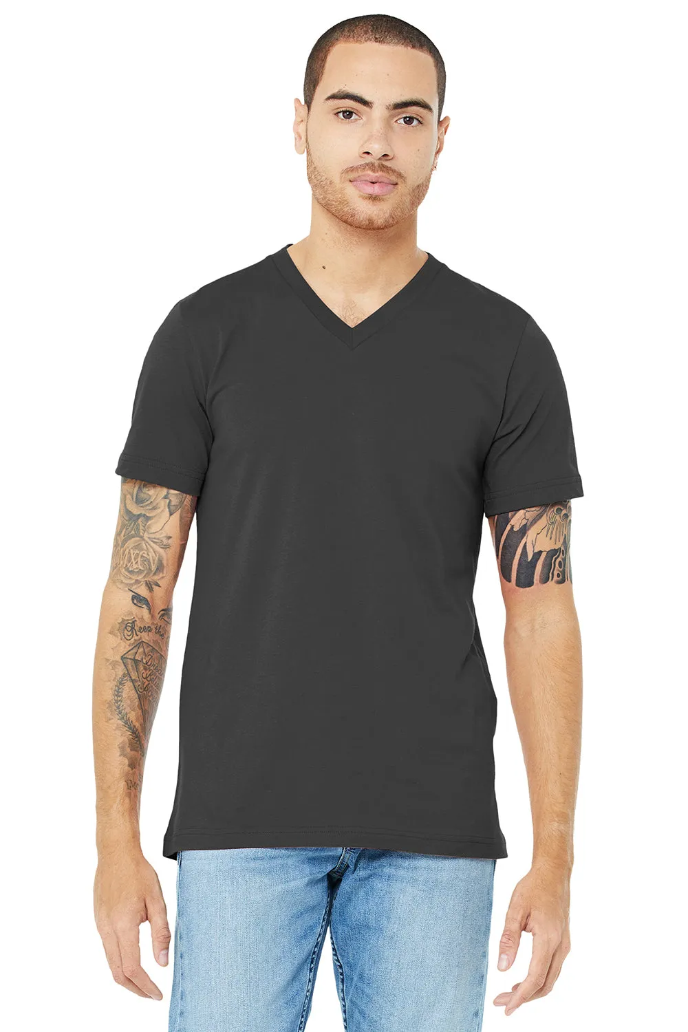 Bella   Canvas Mens Jersey Short Sleeve V-Neck T-Shirt - Asphalt Grey