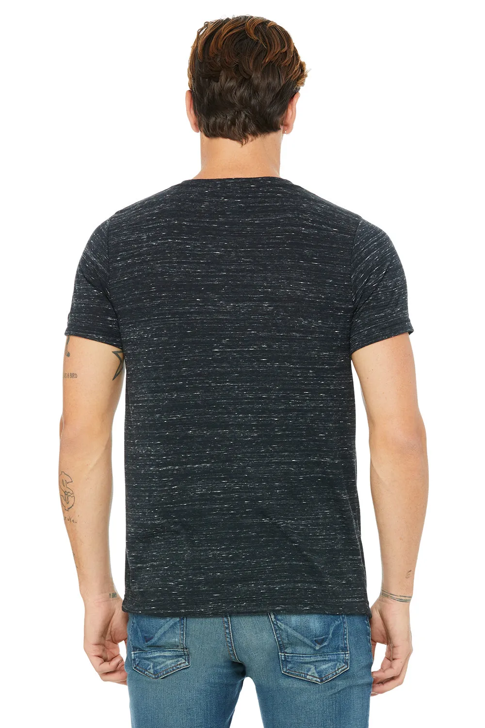 Bella   Canvas Mens Jersey Short Sleeve V-Neck T-Shirt - Black Marble