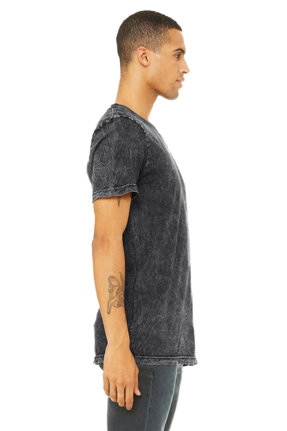 Bella   Canvas Mens Jersey Short Sleeve V-Neck T-Shirt - Black Mineral Wash
