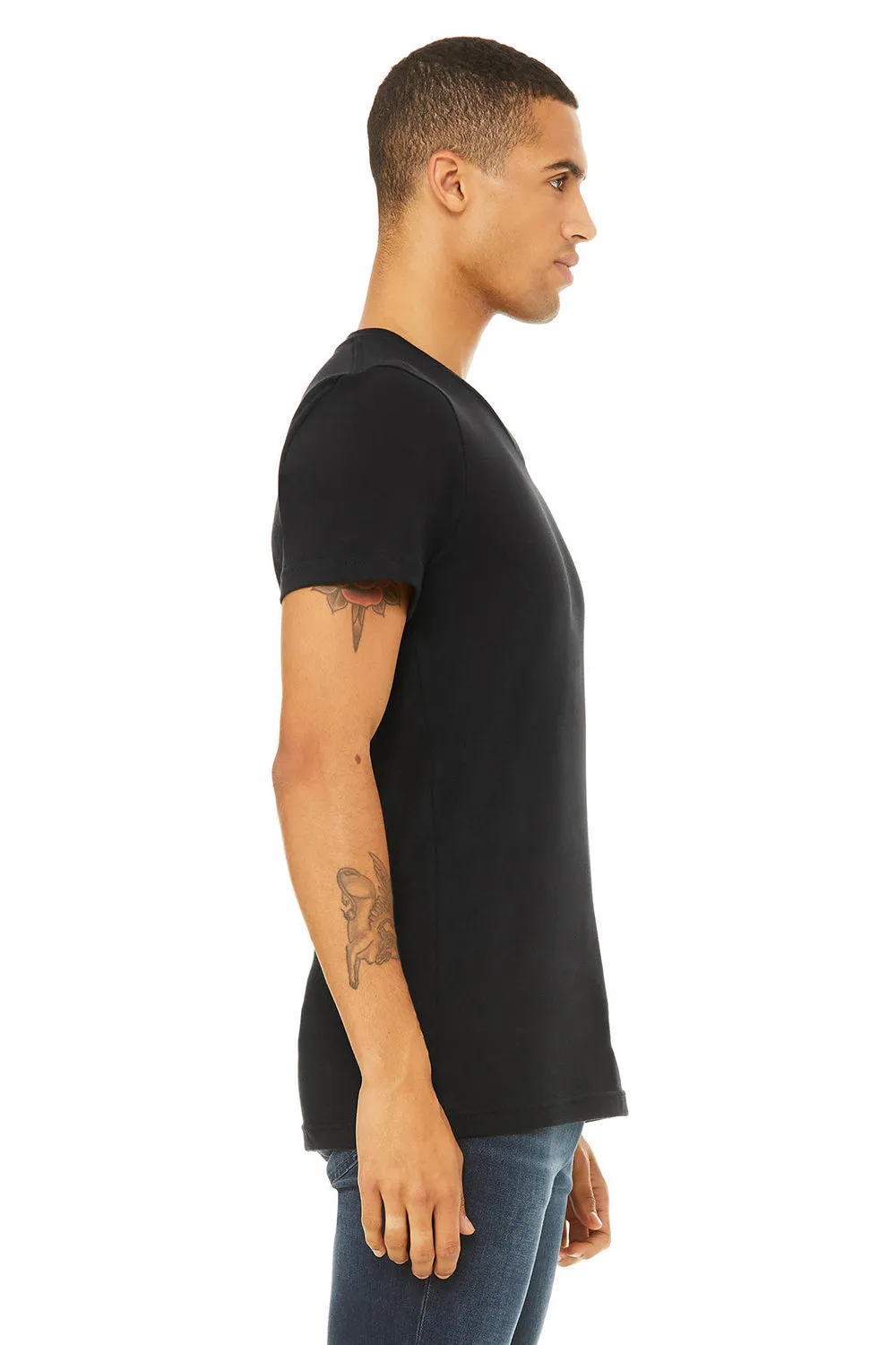 Bella   Canvas Mens Jersey Short Sleeve V-Neck T-Shirt - Black