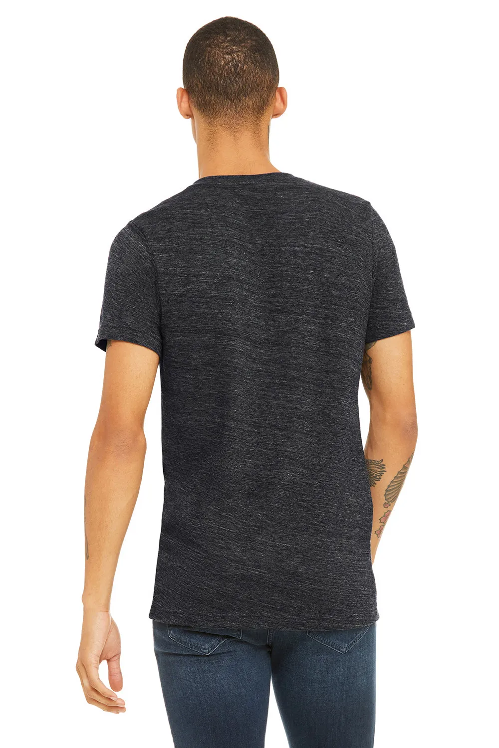Bella   Canvas Mens Jersey Short Sleeve V-Neck T-Shirt - Charcoal Black Slub