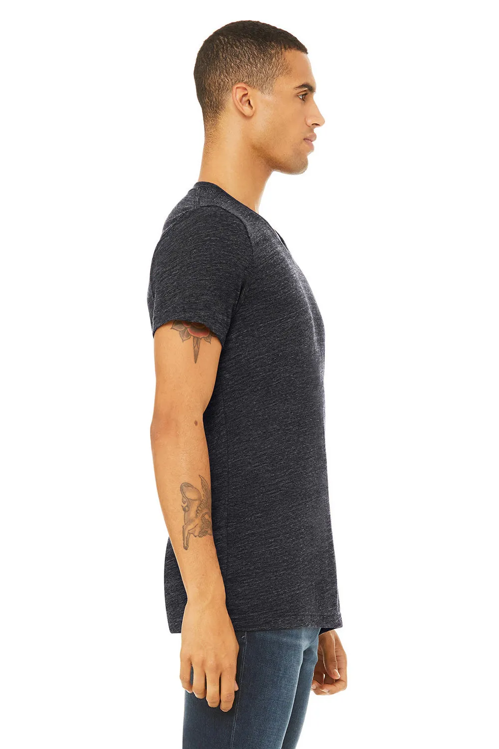 Bella   Canvas Mens Jersey Short Sleeve V-Neck T-Shirt - Charcoal Black Slub