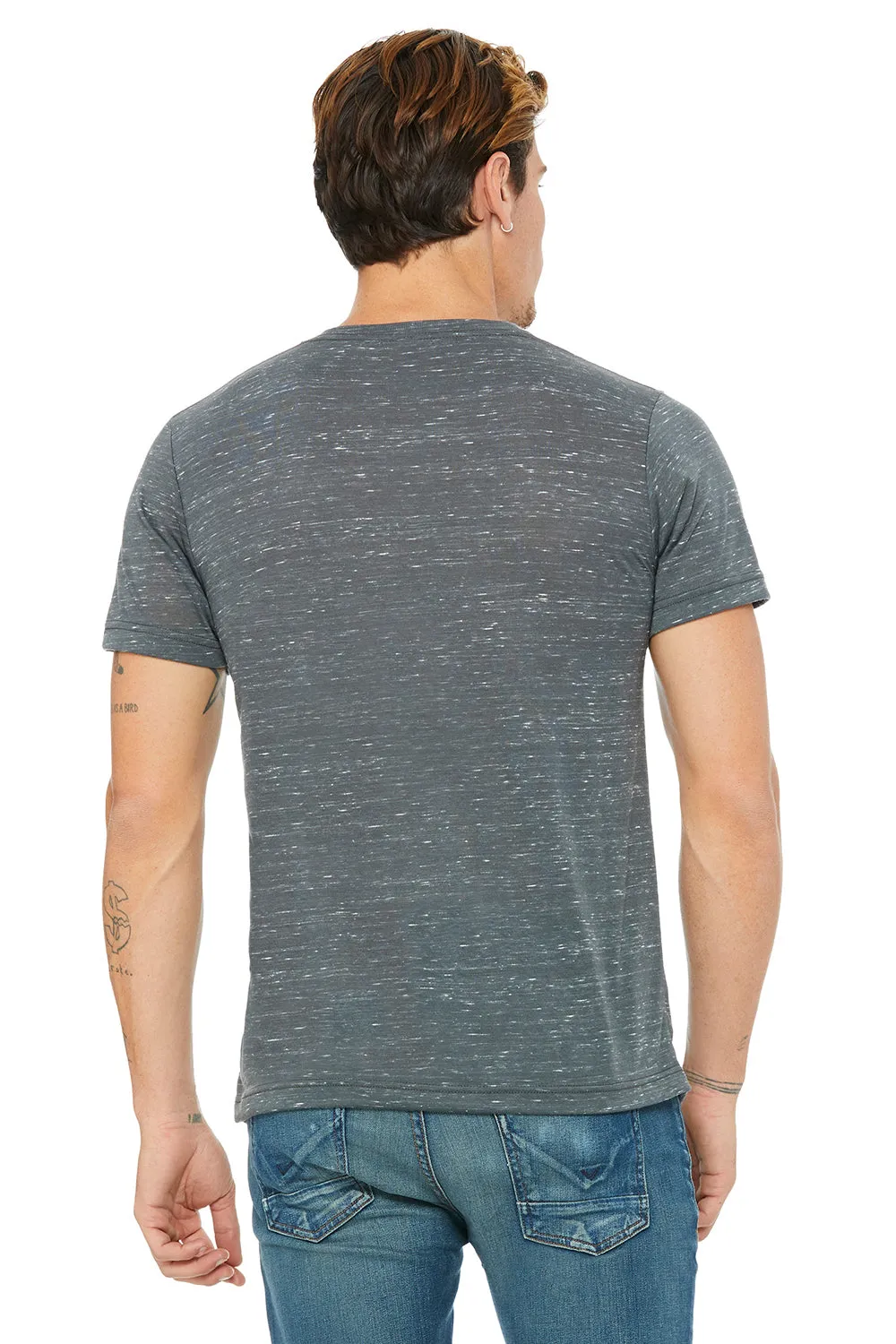Bella   Canvas Mens Jersey Short Sleeve V-Neck T-Shirt - Charcoal Grey Marble