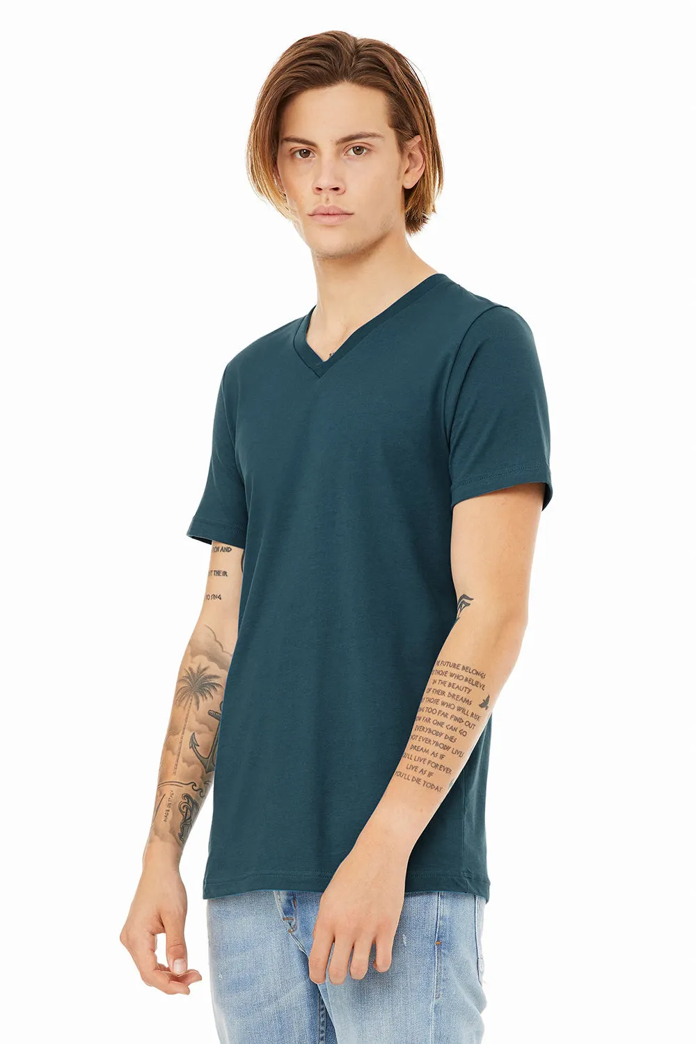 Bella   Canvas Mens Jersey Short Sleeve V-Neck T-Shirt - Deep Teal Blue