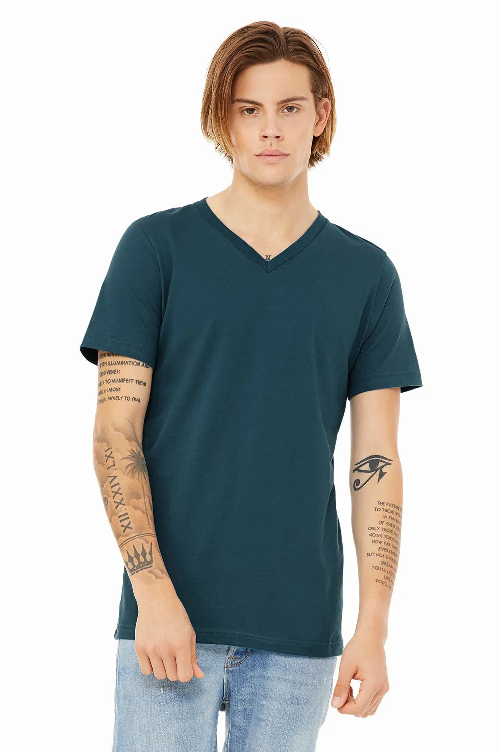 Bella   Canvas Mens Jersey Short Sleeve V-Neck T-Shirt - Deep Teal Blue