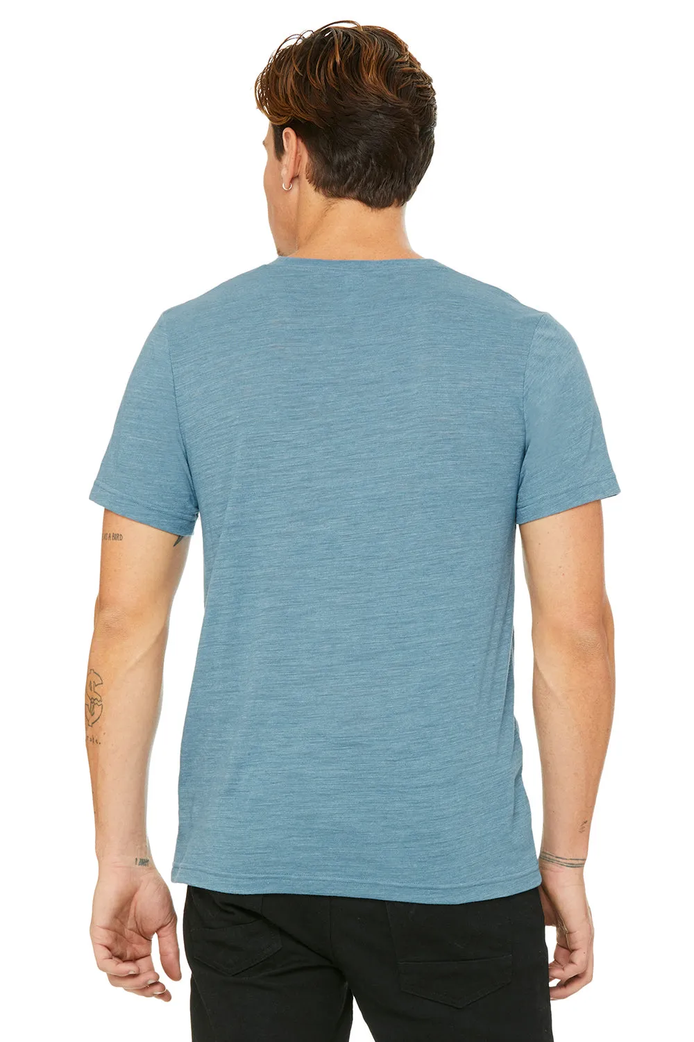 Bella   Canvas Mens Jersey Short Sleeve V-Neck T-Shirt - Denim Blue Slub - Closeout