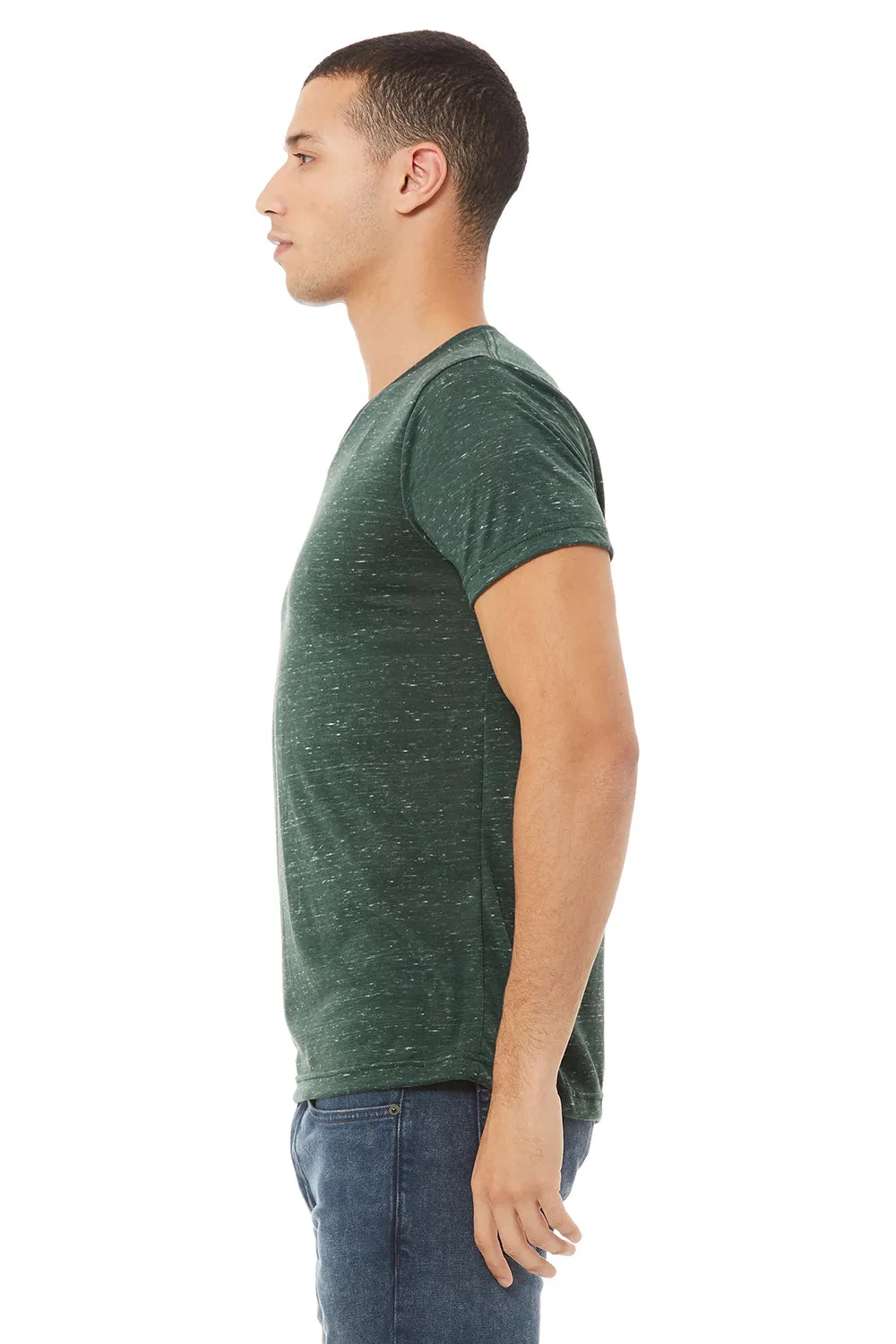 Bella   Canvas Mens Jersey Short Sleeve V-Neck T-Shirt - Forest Green Marble