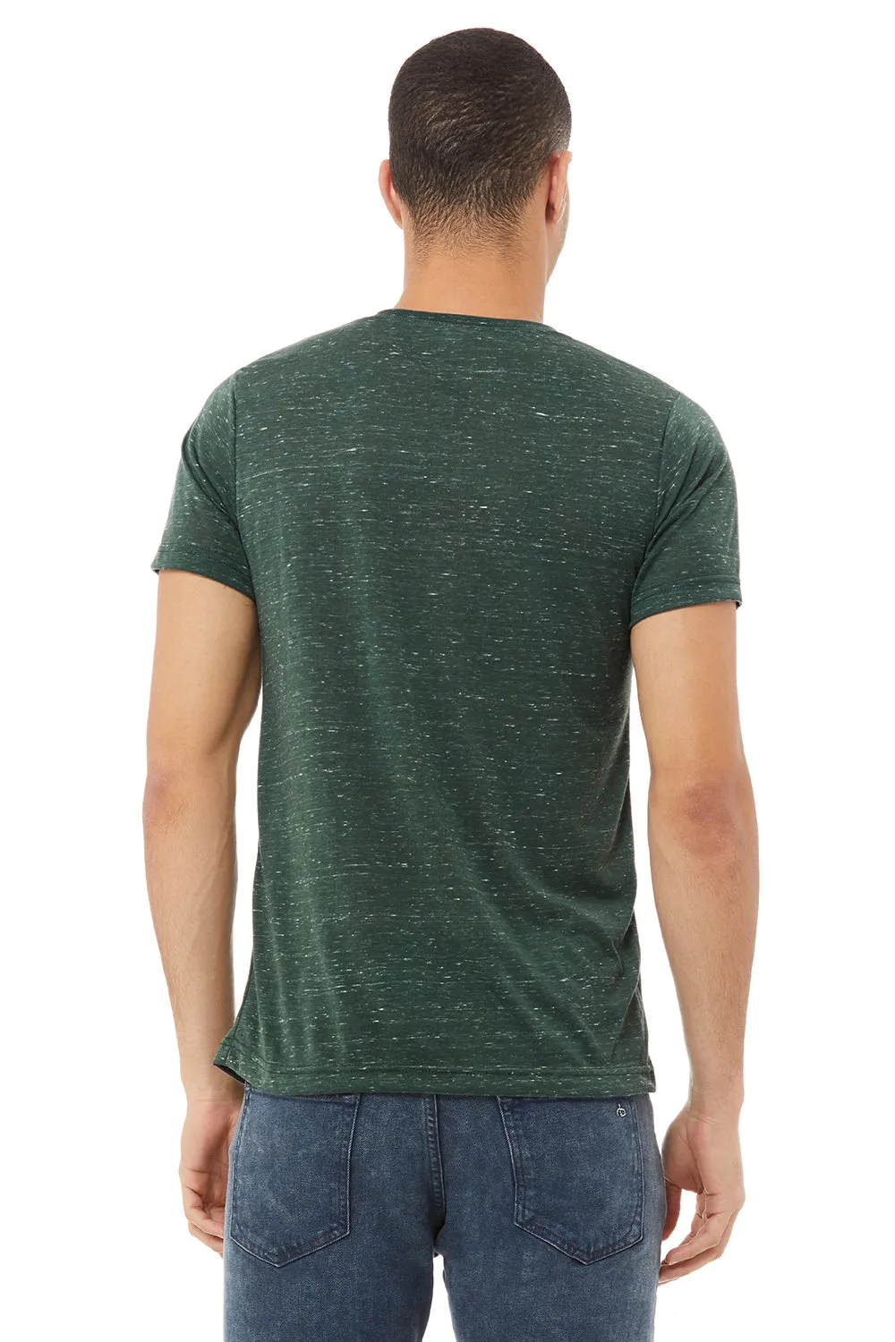Bella   Canvas Mens Jersey Short Sleeve V-Neck T-Shirt - Forest Green Marble