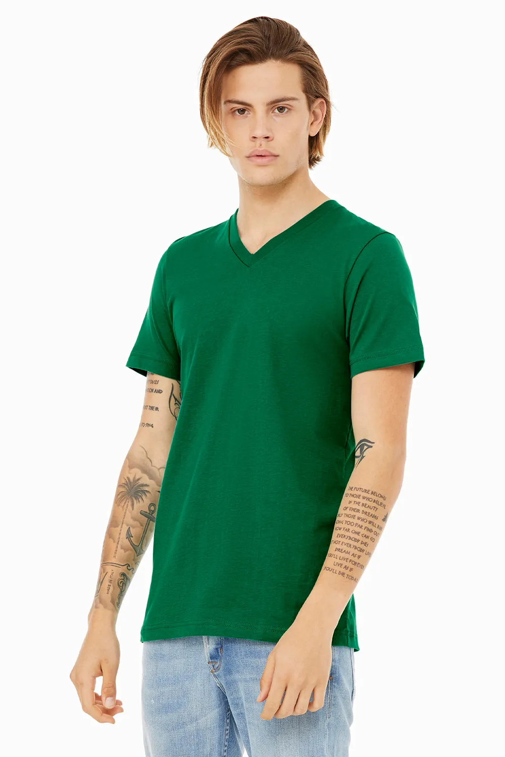 Bella   Canvas Mens Jersey Short Sleeve V-Neck T-Shirt - Kelly Green