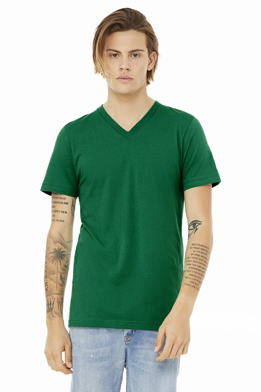 Bella   Canvas Mens Jersey Short Sleeve V-Neck T-Shirt - Kelly Green