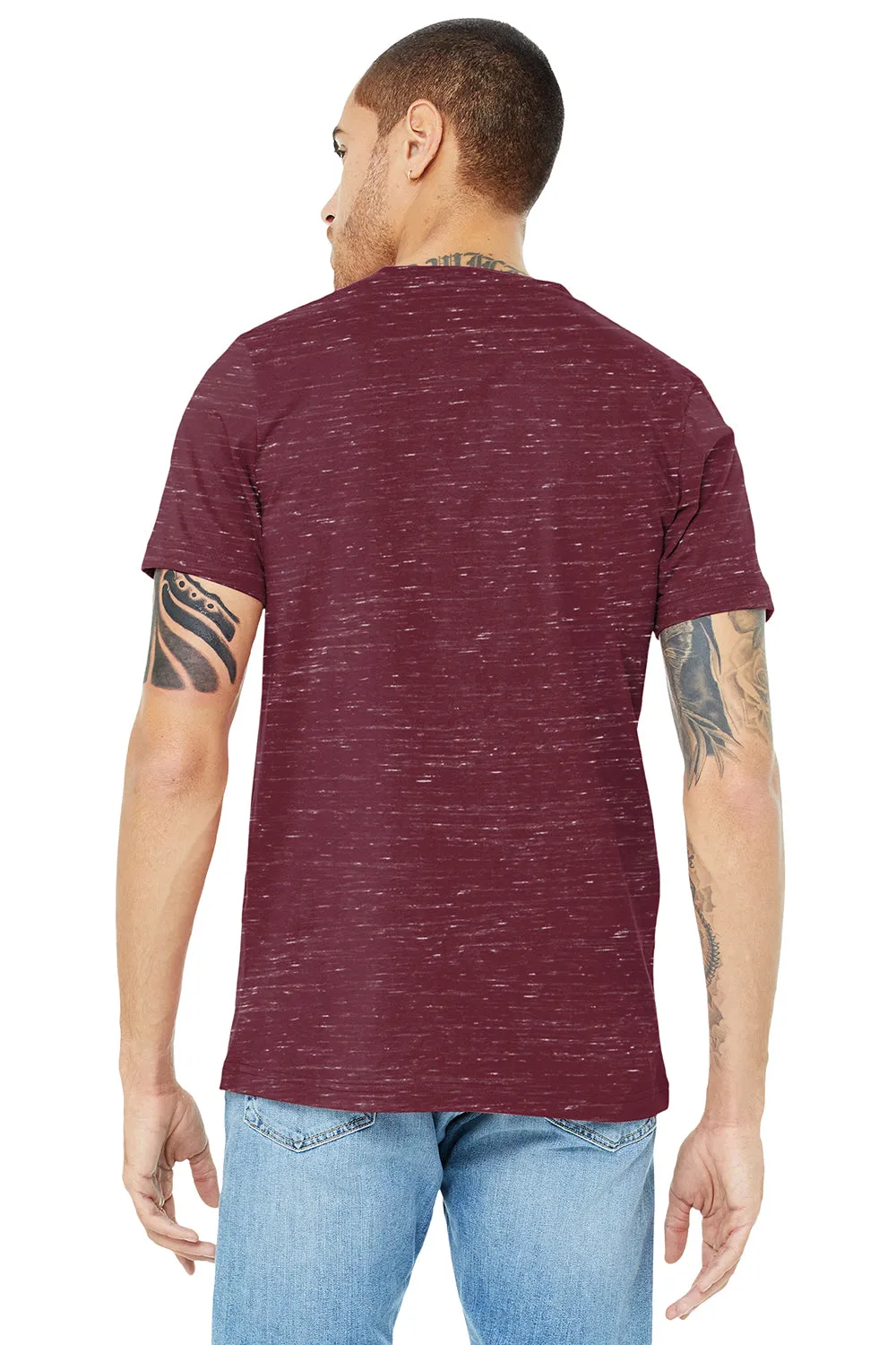 Bella   Canvas Mens Jersey Short Sleeve V-Neck T-Shirt - Maroon Marble