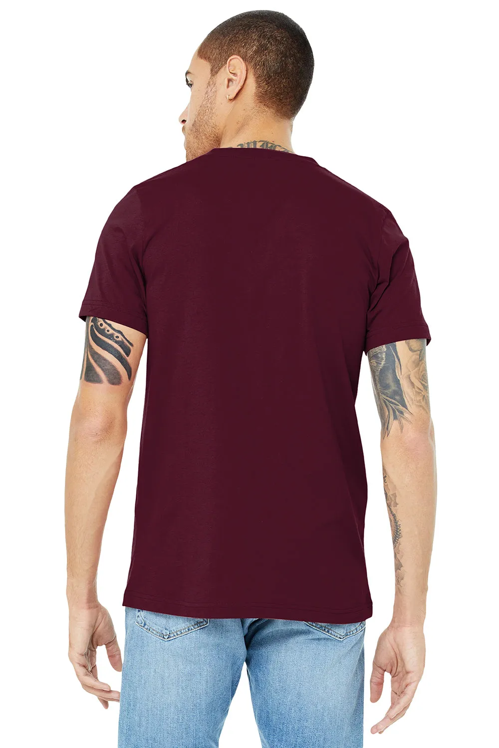 Bella   Canvas Mens Jersey Short Sleeve V-Neck T-Shirt - Maroon