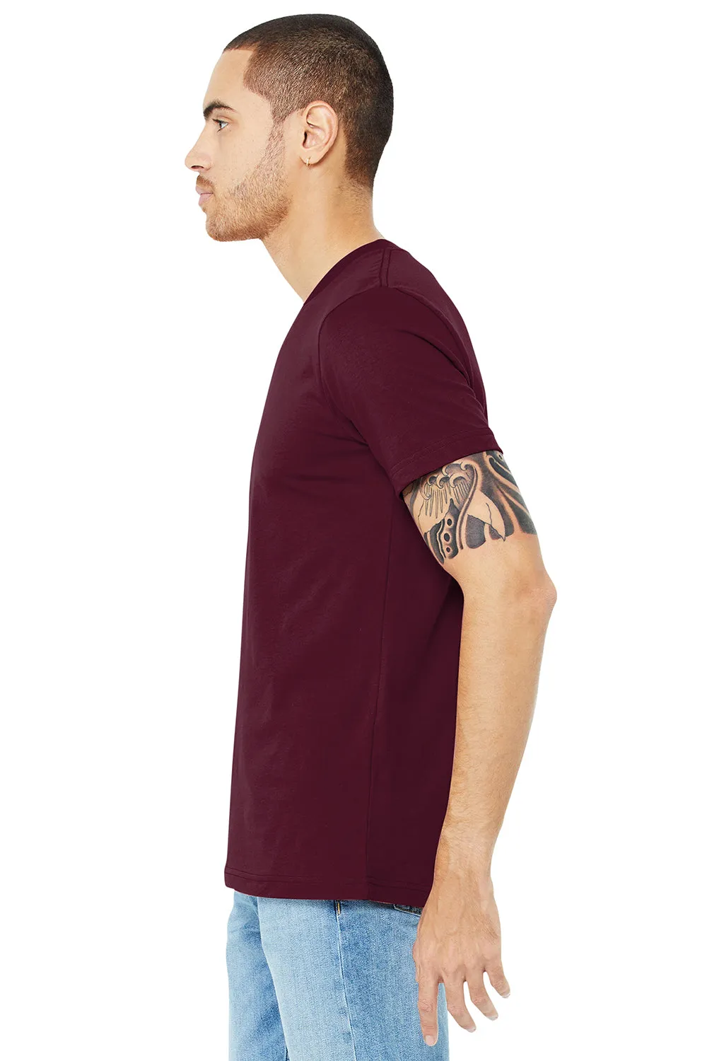 Bella   Canvas Mens Jersey Short Sleeve V-Neck T-Shirt - Maroon