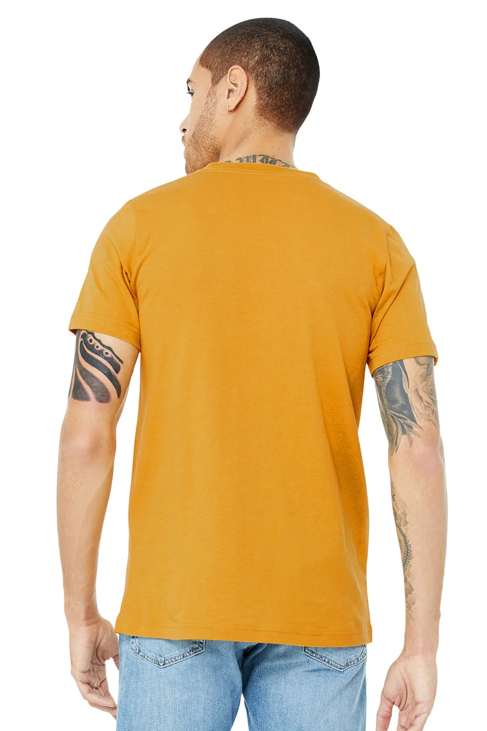 Bella   Canvas Mens Jersey Short Sleeve V-Neck T-Shirt - Mustard Yellow
