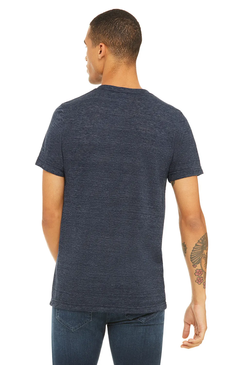 Bella   Canvas Mens Jersey Short Sleeve V-Neck T-Shirt - Navy Blue Slub - Closeout