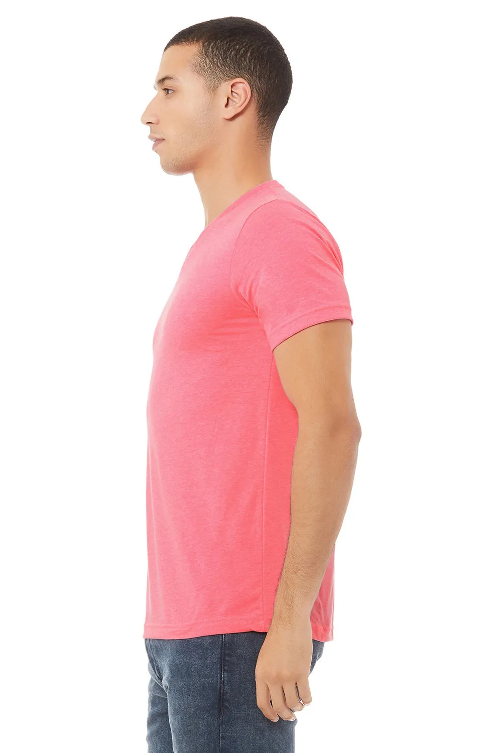 Bella   Canvas Mens Jersey Short Sleeve V-Neck T-Shirt - Neon Pink