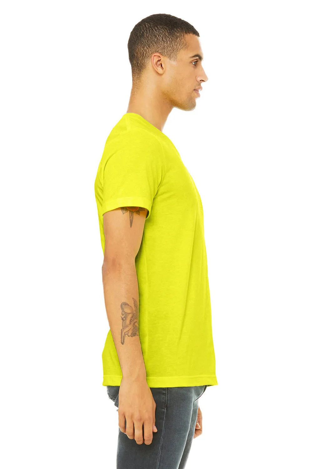 Bella   Canvas Mens Jersey Short Sleeve V-Neck T-Shirt - Neon Yellow