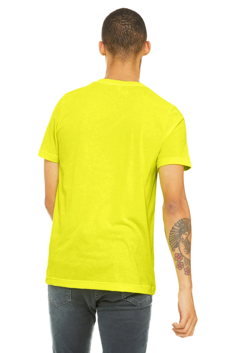 Bella   Canvas Mens Jersey Short Sleeve V-Neck T-Shirt - Neon Yellow