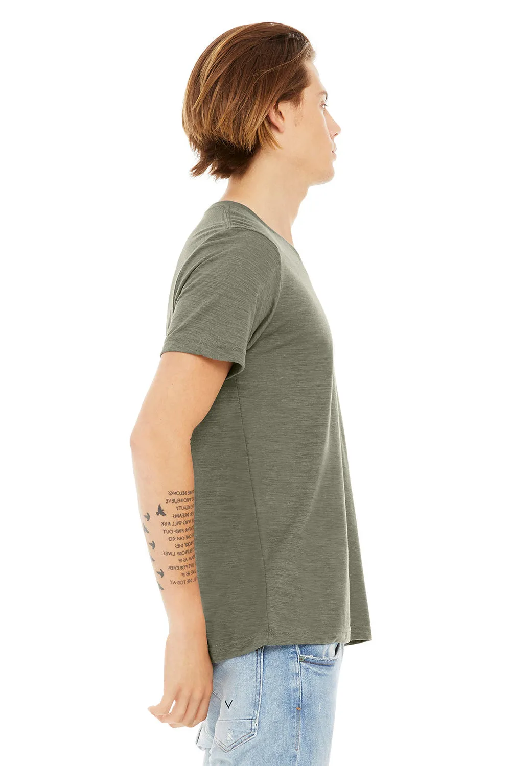 Bella   Canvas Mens Jersey Short Sleeve V-Neck T-Shirt - Olive Green Slub - Closeout