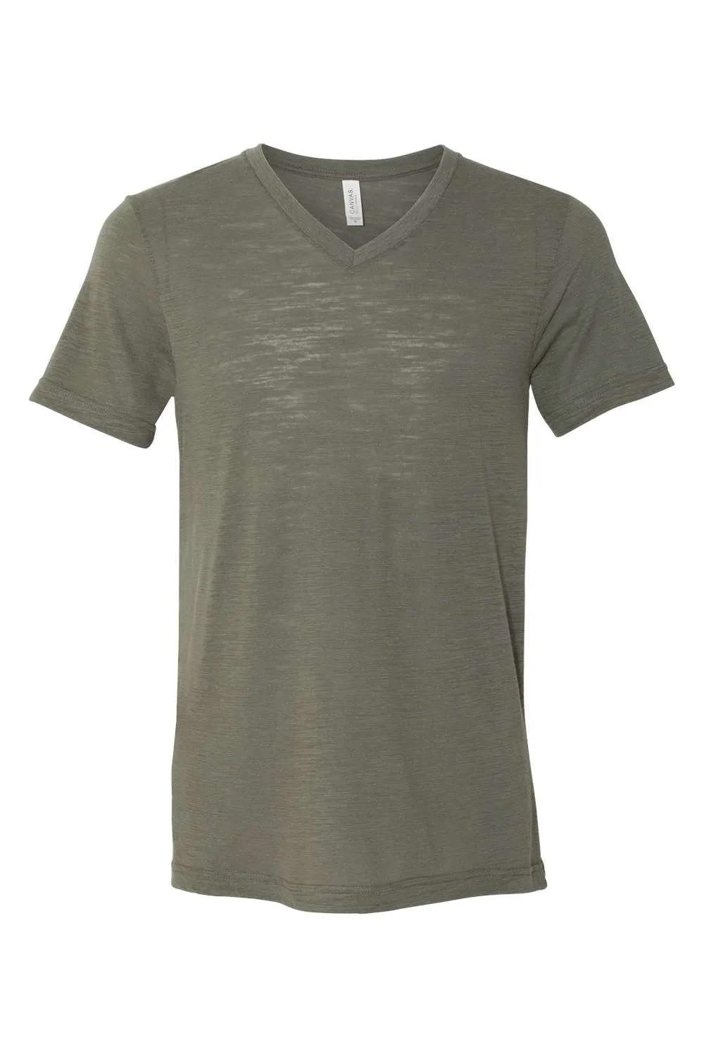 Bella   Canvas Mens Jersey Short Sleeve V-Neck T-Shirt - Olive Green Slub - Closeout