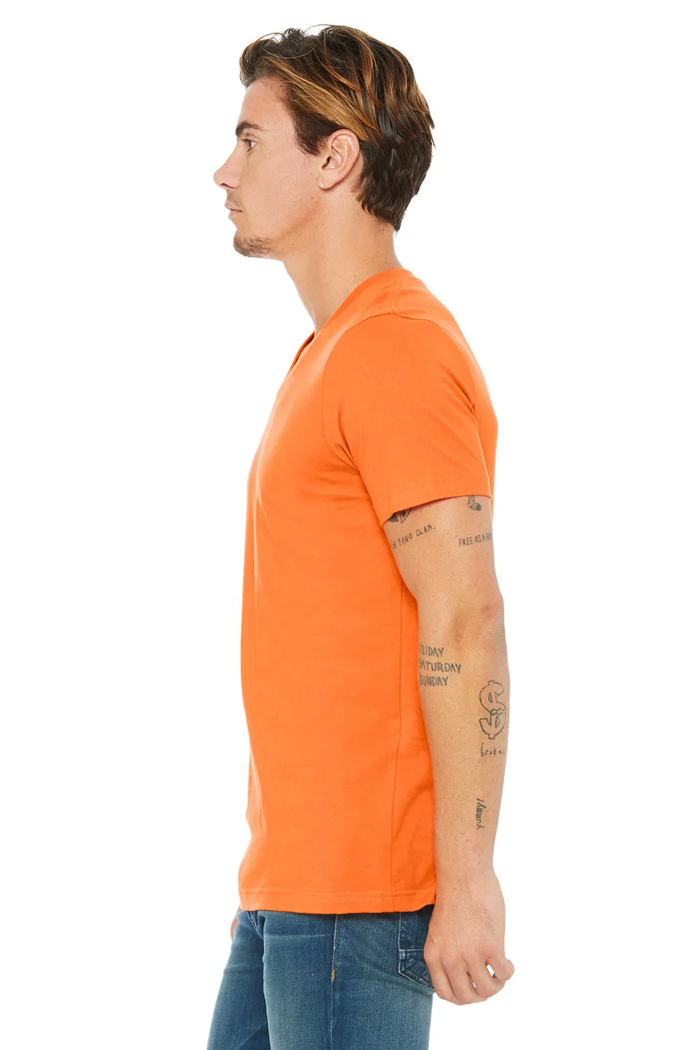 Bella   Canvas Mens Jersey Short Sleeve V-Neck T-Shirt - Orange