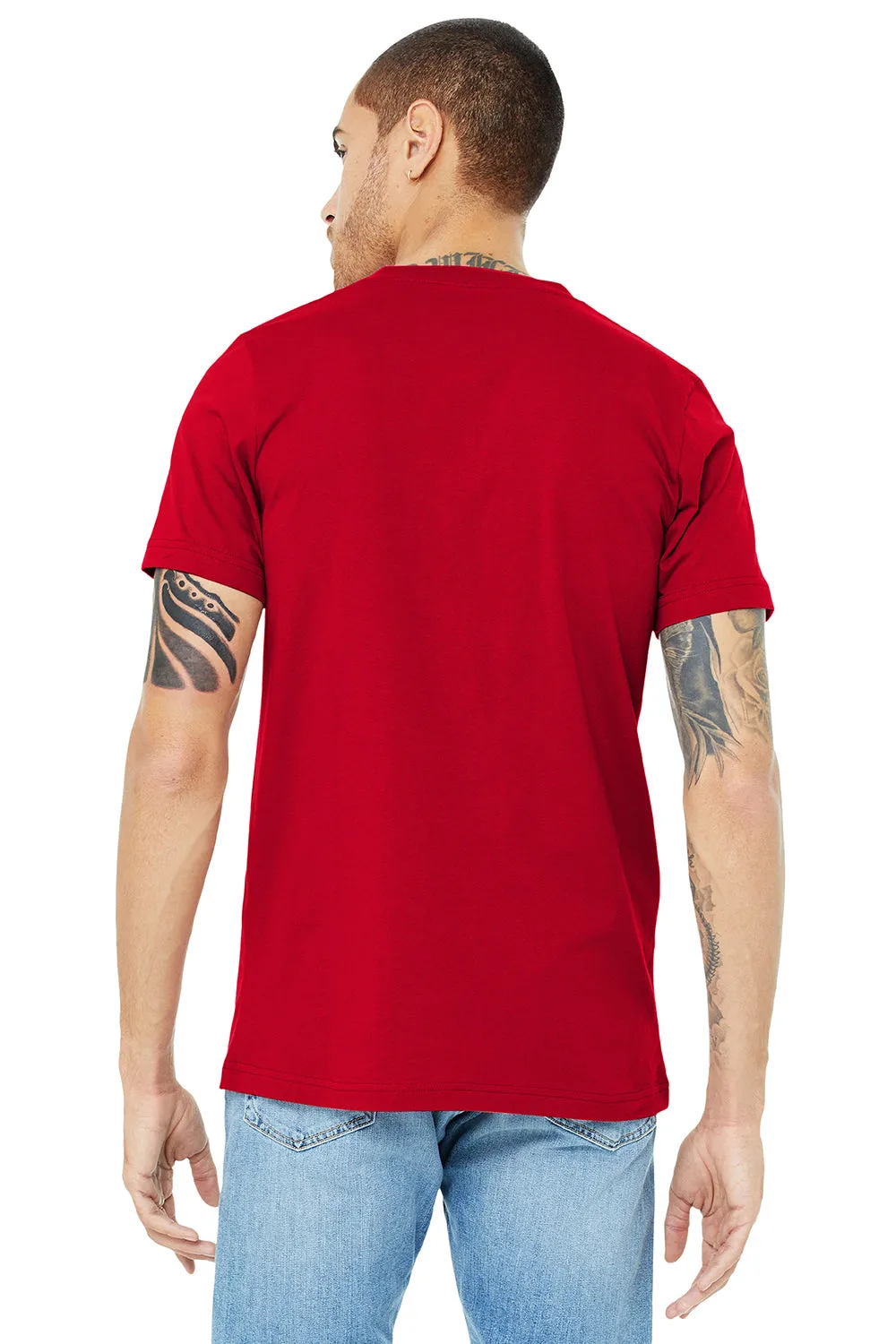 Bella   Canvas Mens Jersey Short Sleeve V-Neck T-Shirt - Red