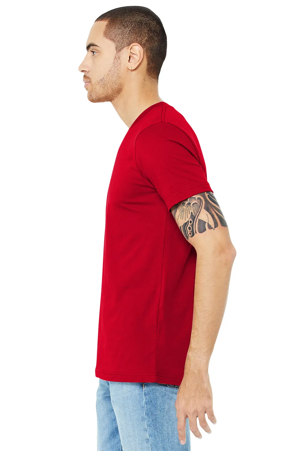 Bella   Canvas Mens Jersey Short Sleeve V-Neck T-Shirt - Red