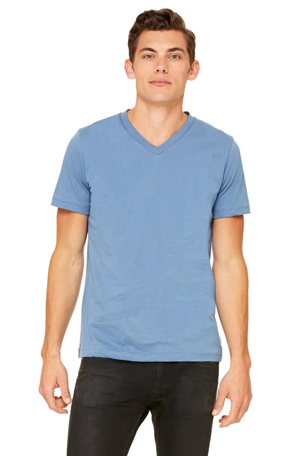 Bella   Canvas Mens Jersey Short Sleeve V-Neck T-Shirt - Steel Blue