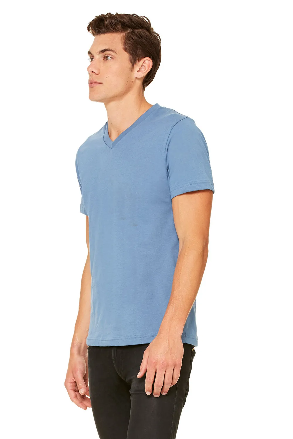 Bella   Canvas Mens Jersey Short Sleeve V-Neck T-Shirt - Steel Blue