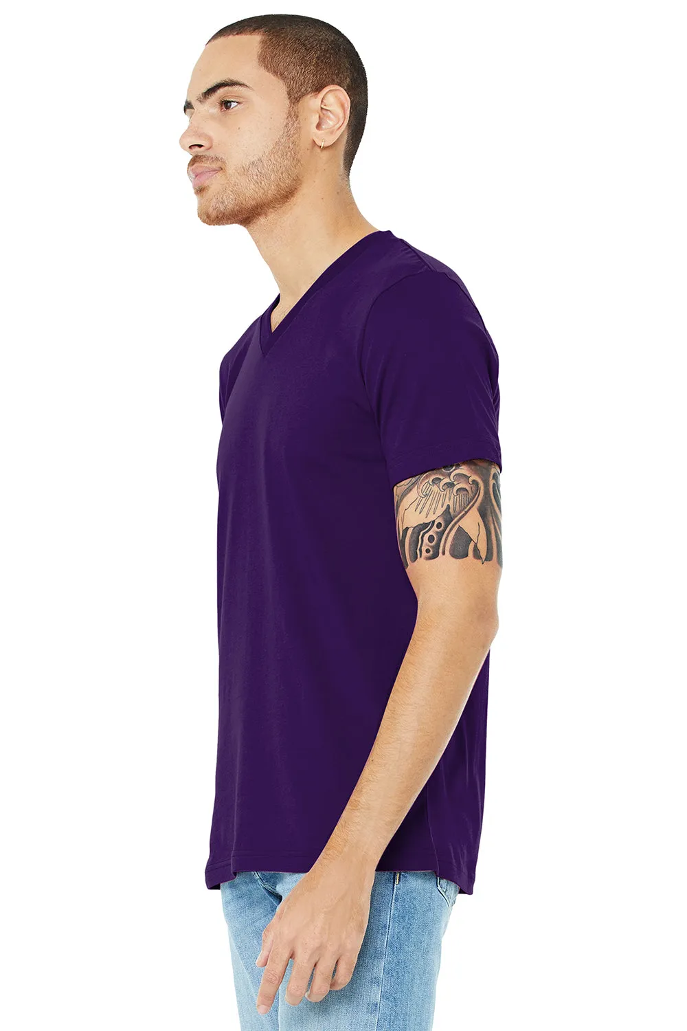 Bella   Canvas Mens Jersey Short Sleeve V-Neck T-Shirt - Team Purple