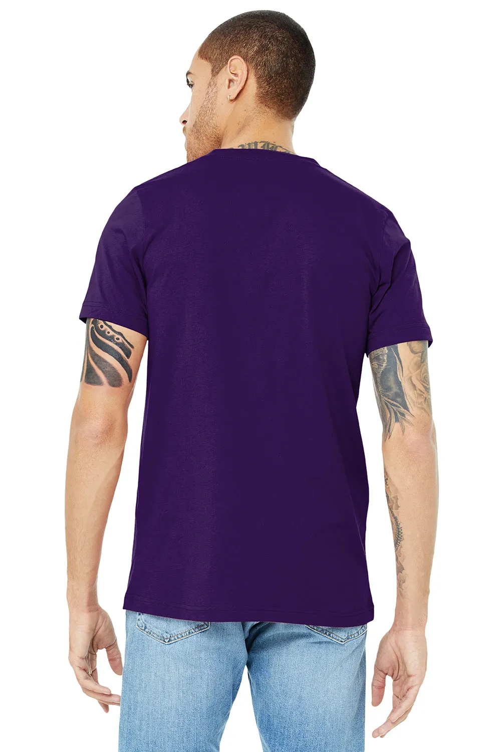 Bella   Canvas Mens Jersey Short Sleeve V-Neck T-Shirt - Team Purple