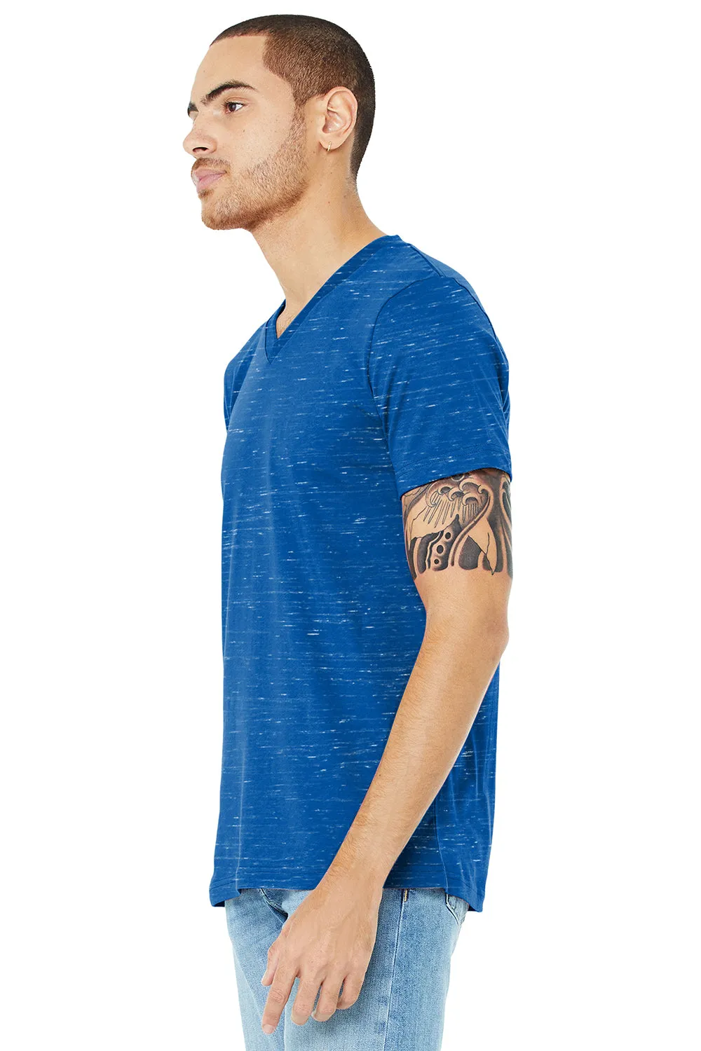 Bella   Canvas Mens Jersey Short Sleeve V-Neck T-Shirt - True Royal Blue Marble