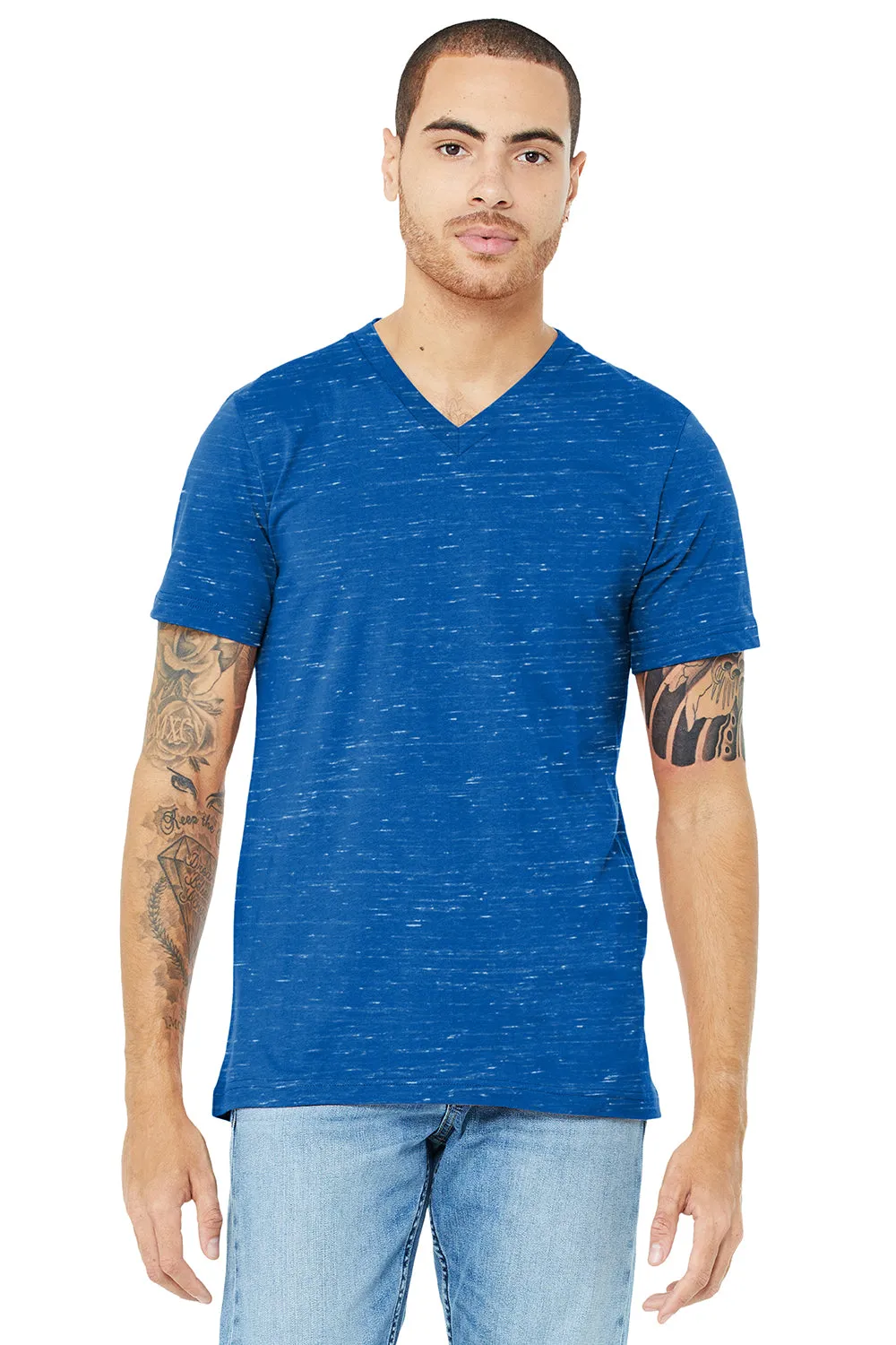 Bella   Canvas Mens Jersey Short Sleeve V-Neck T-Shirt - True Royal Blue Marble