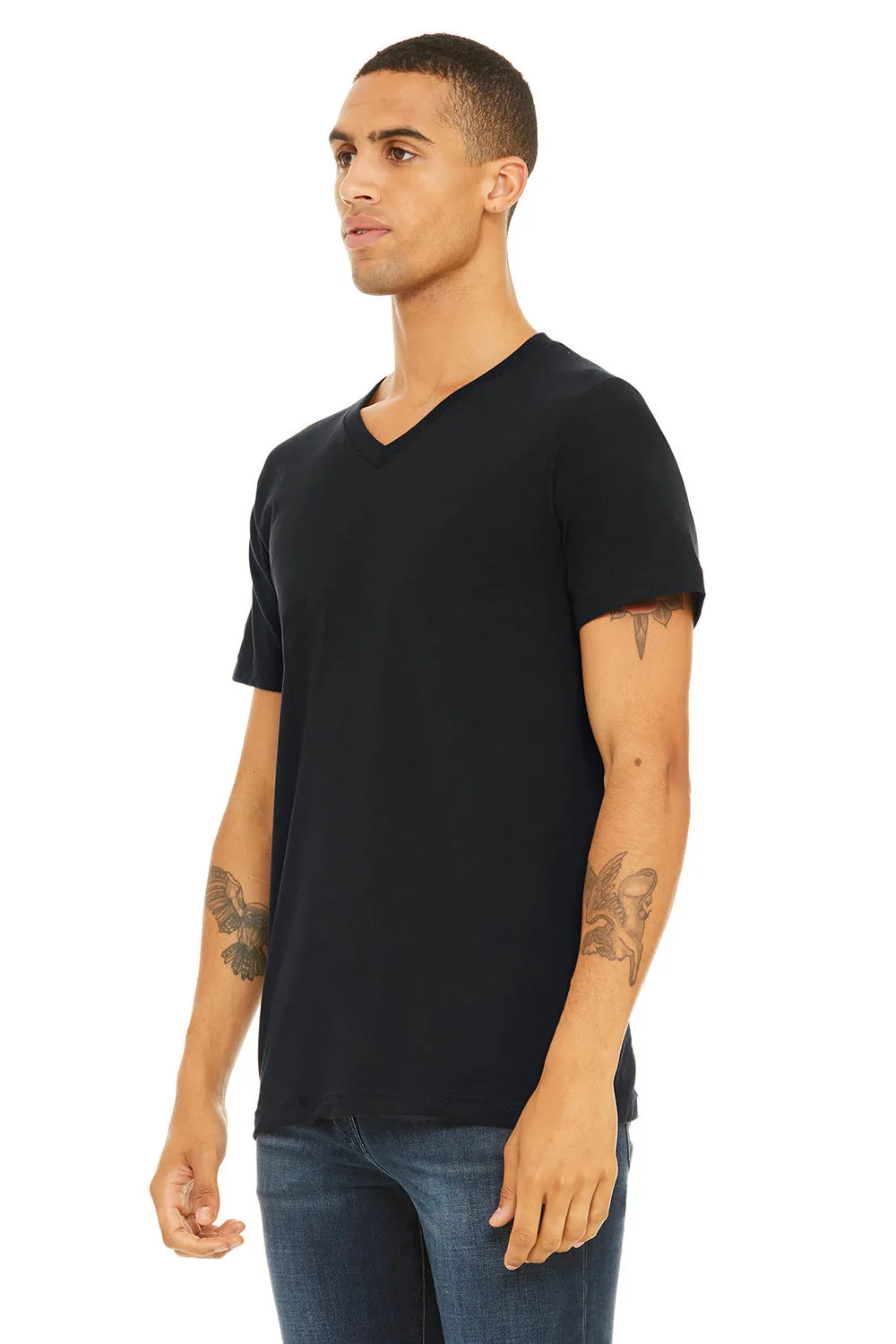 Bella   Canvas Mens Jersey Short Sleeve V-Neck T-Shirt - Vintage Black