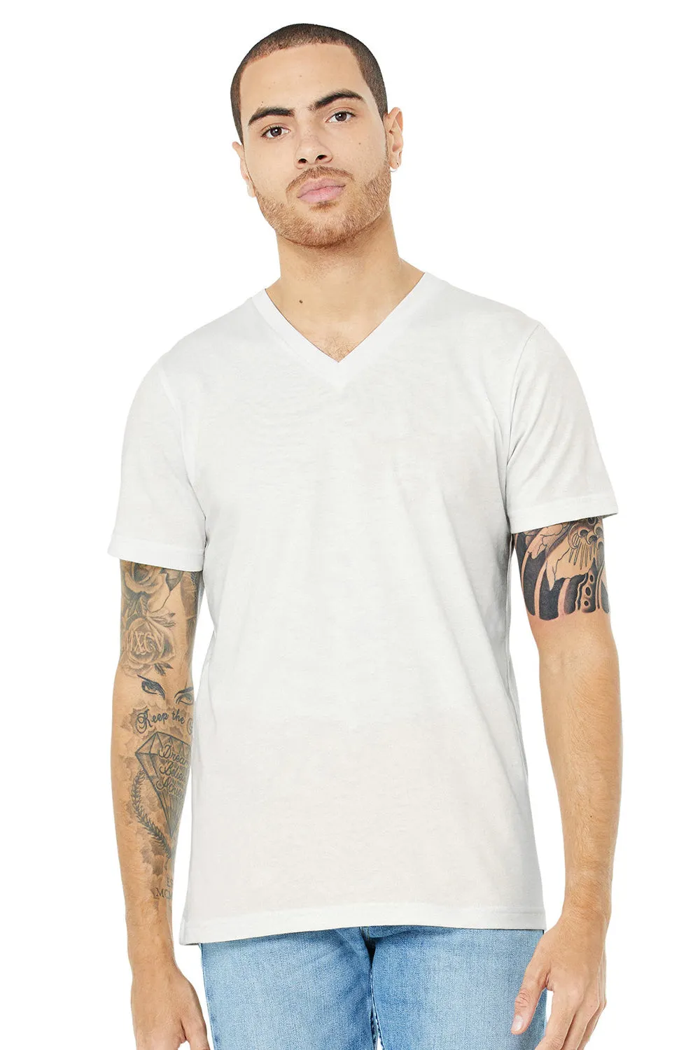 Bella   Canvas Mens Jersey Short Sleeve V-Neck T-Shirt - Vintage White