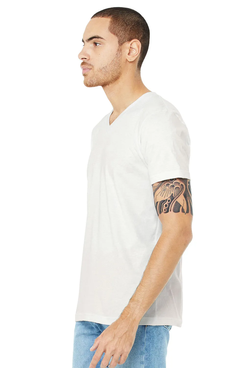 Bella   Canvas Mens Jersey Short Sleeve V-Neck T-Shirt - Vintage White
