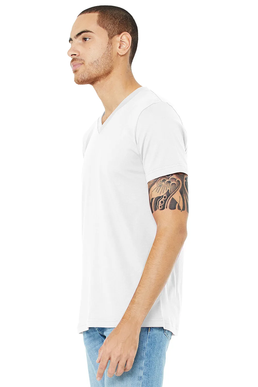 Bella   Canvas Mens Jersey Short Sleeve V-Neck T-Shirt - White