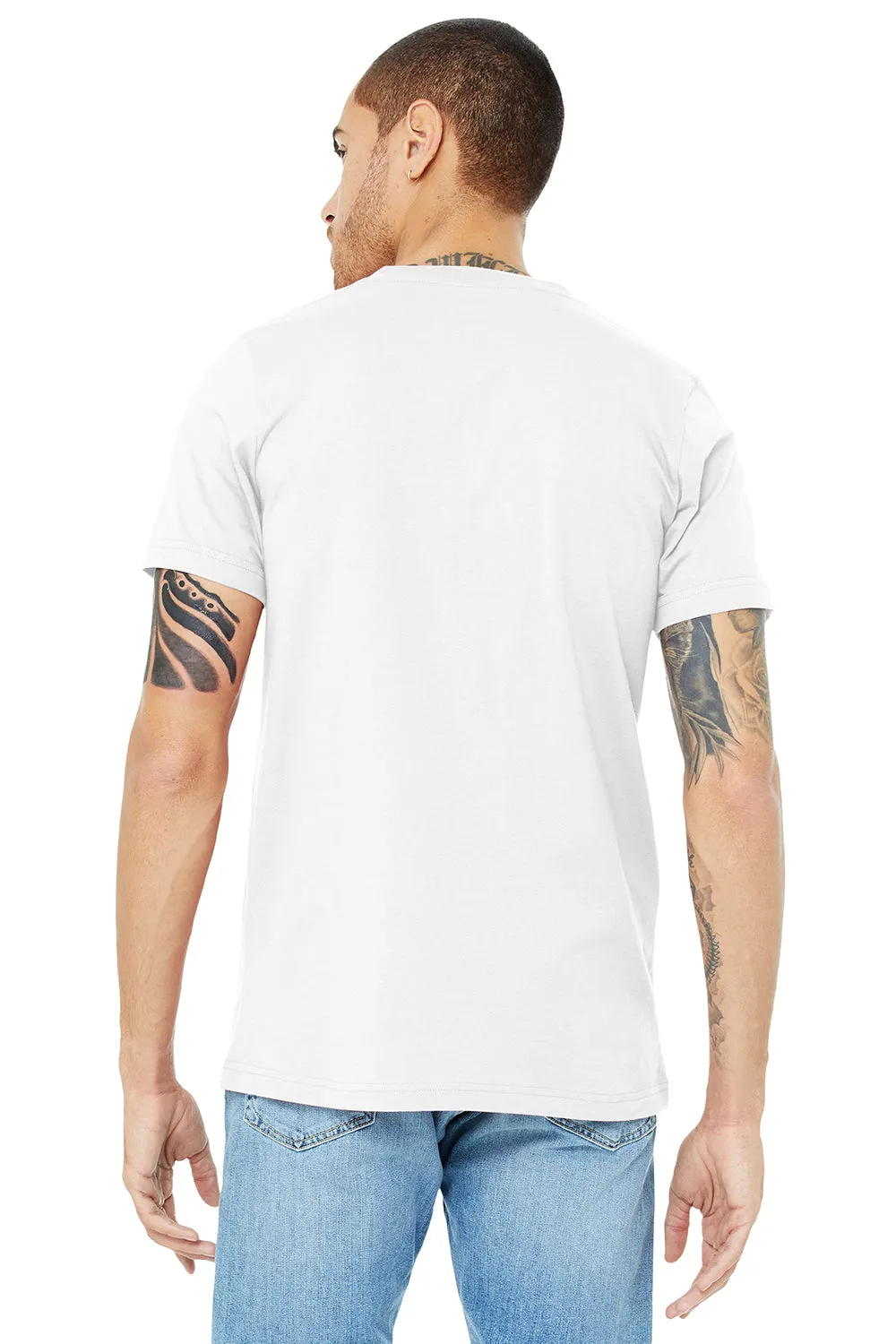 Bella   Canvas Mens Jersey Short Sleeve V-Neck T-Shirt - White