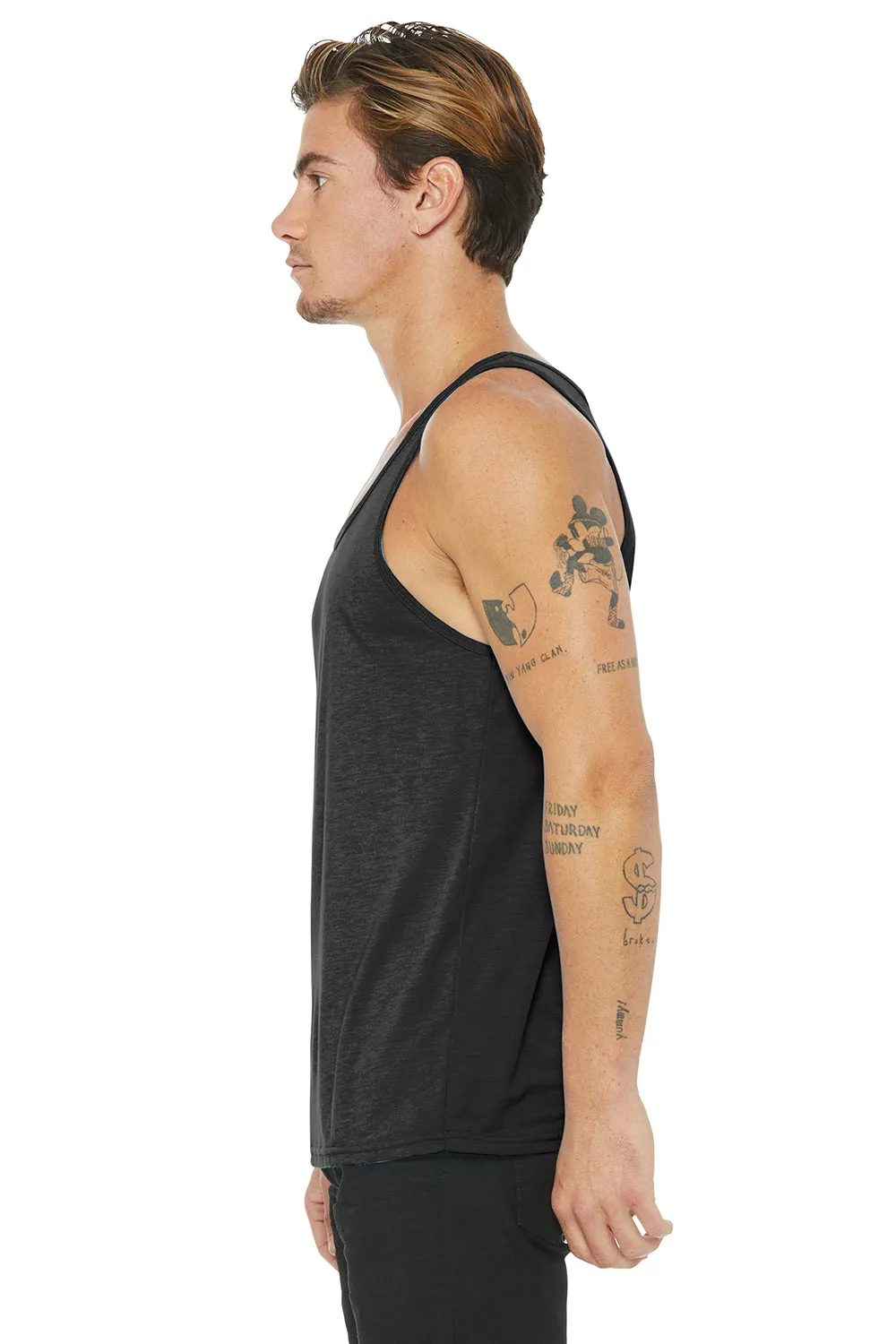 Bella   Canvas Mens Jersey Tank Top - Charcoal Black Triblend