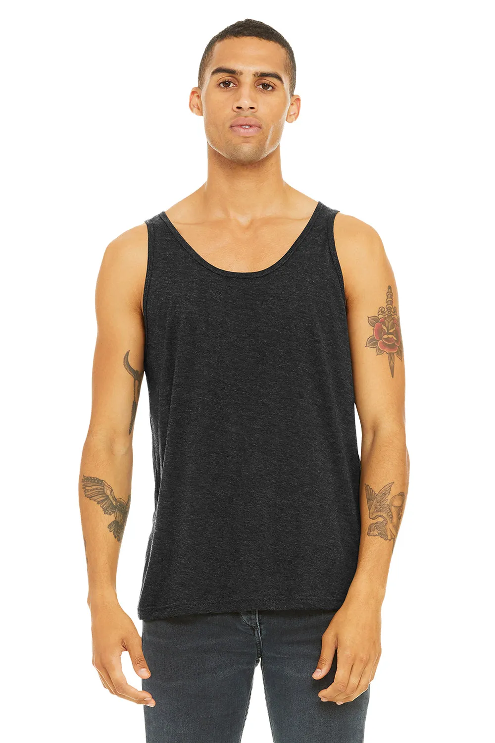 Bella   Canvas Mens Jersey Tank Top - Charcoal Black Triblend