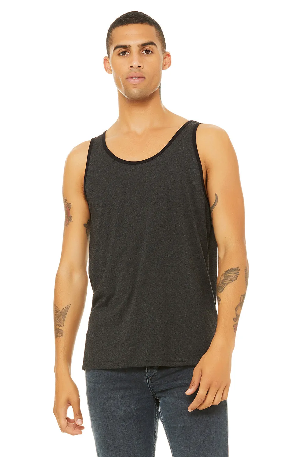Bella   Canvas Mens Jersey Tank Top - Charcoal Black/Solid Black