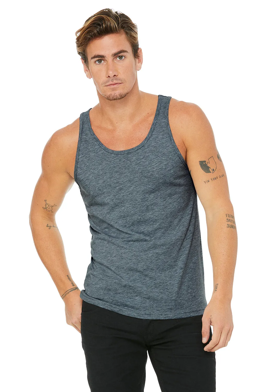 Bella   Canvas Mens Jersey Tank Top - Heather Slate Blue
