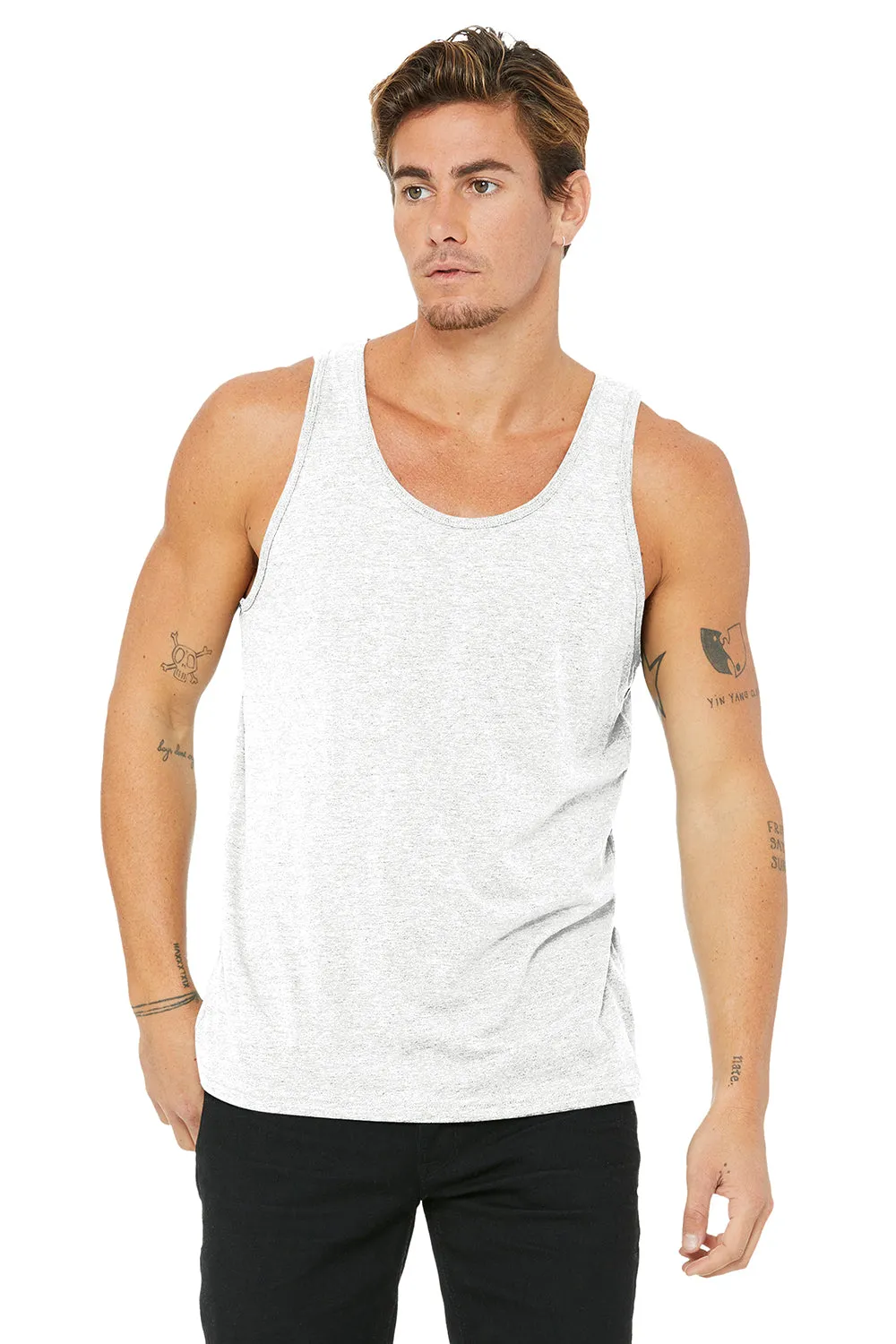 Bella   Canvas Mens Jersey Tank Top - White Fleck Triblend