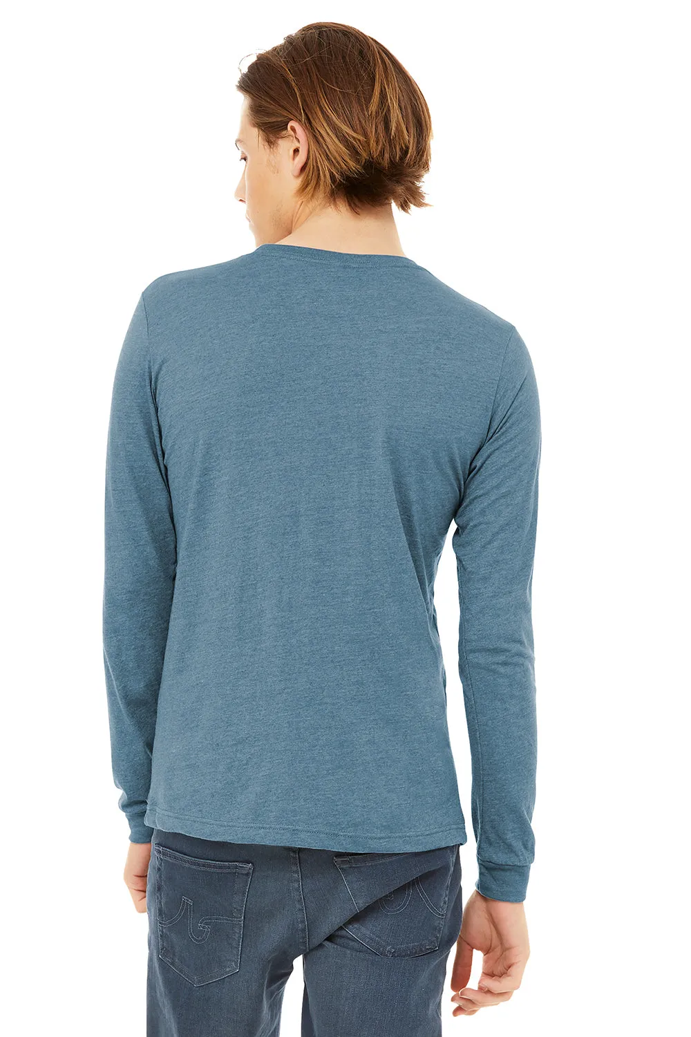Bella   Canvas Mens Long Sleeve Crewneck T-Shirt - Denim Blue