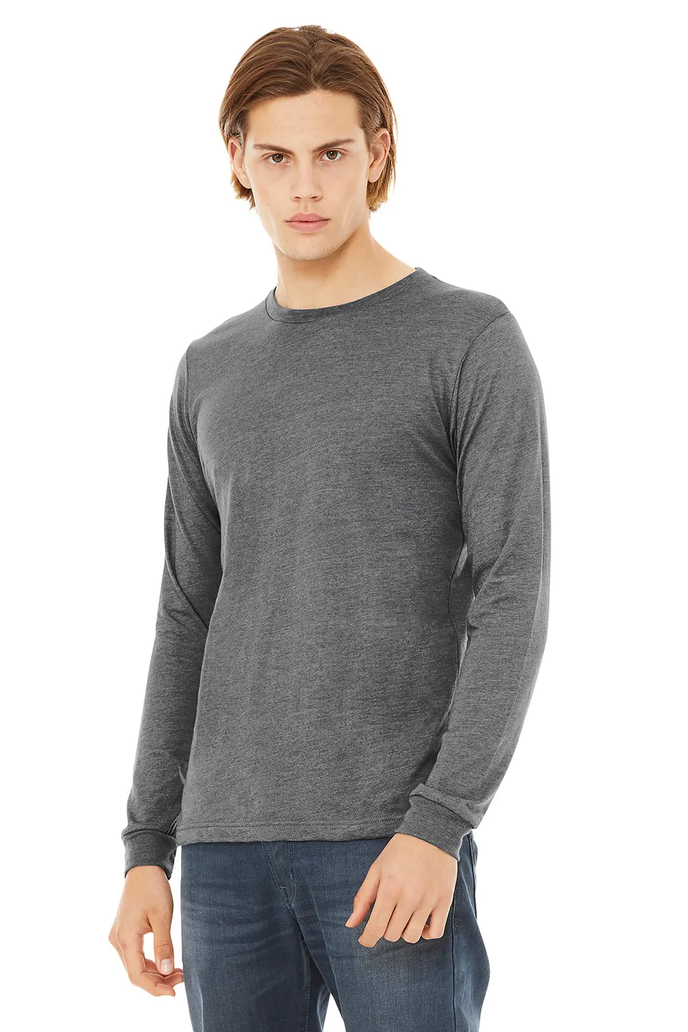Bella   Canvas Mens Long Sleeve Crewneck T-Shirt - Grey