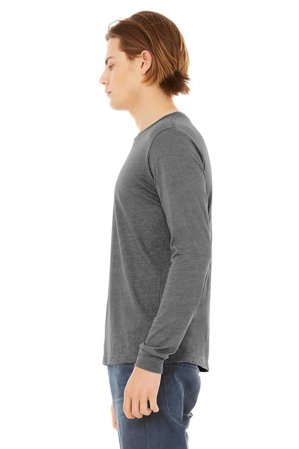 Bella   Canvas Mens Long Sleeve Crewneck T-Shirt - Grey