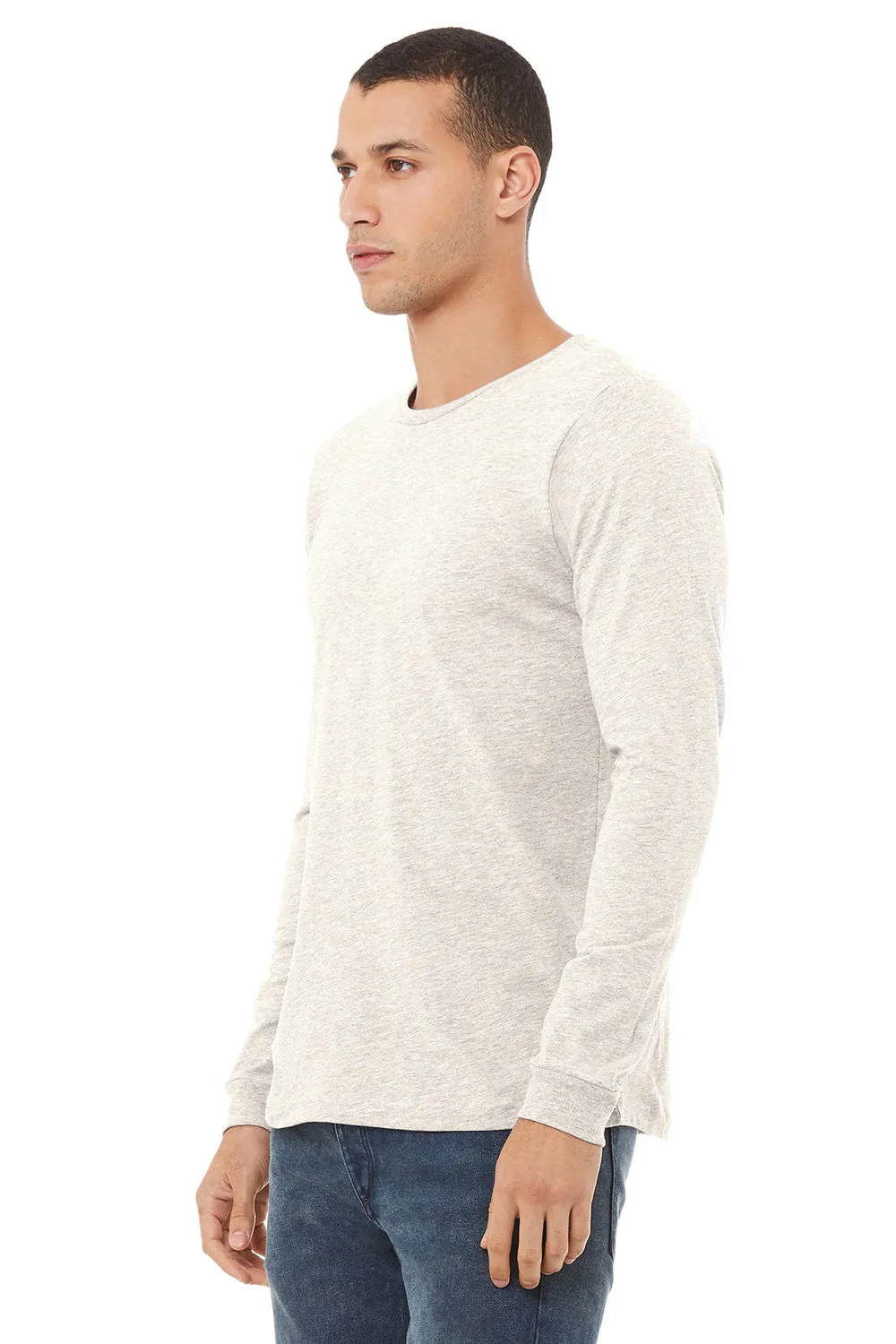 Bella   Canvas Mens Long Sleeve Crewneck T-Shirt - Oatmeal